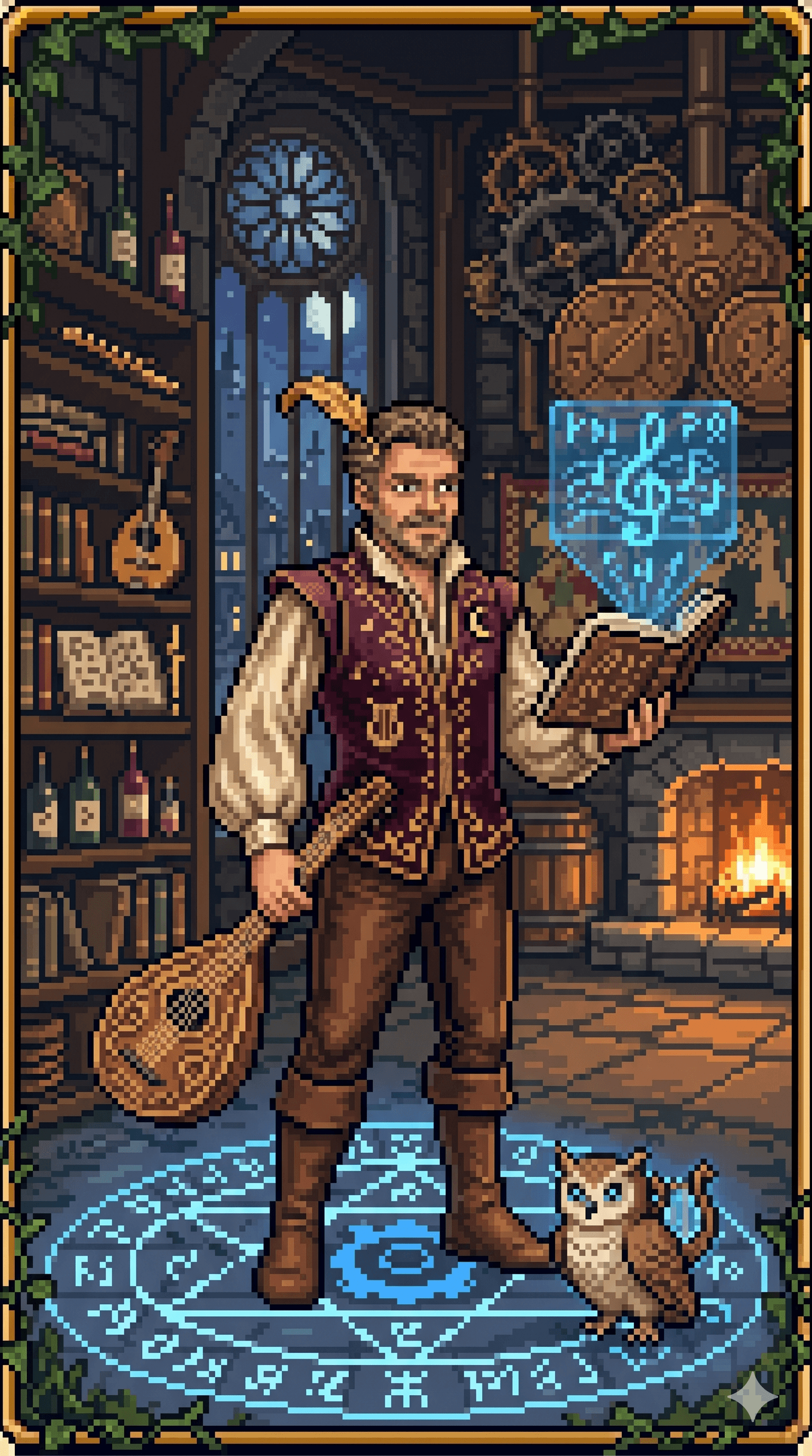 Portrait de bardo estilo pixel-art