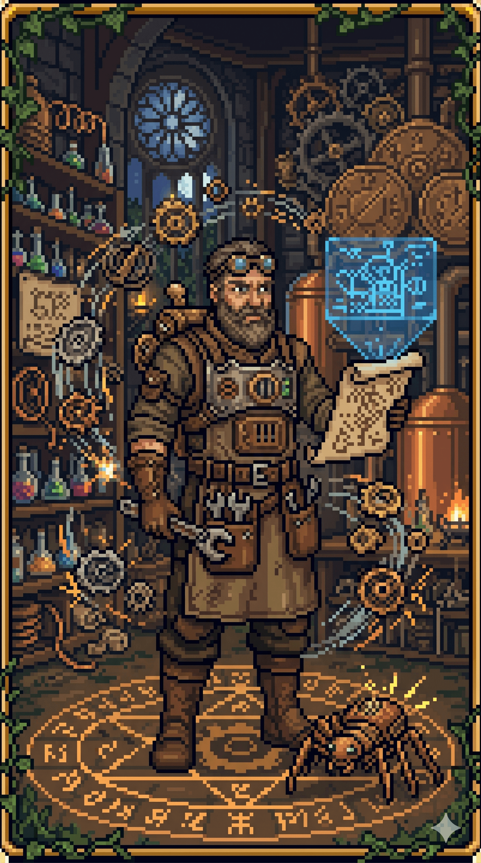 Portrait de ingeniero estilo pixel-art