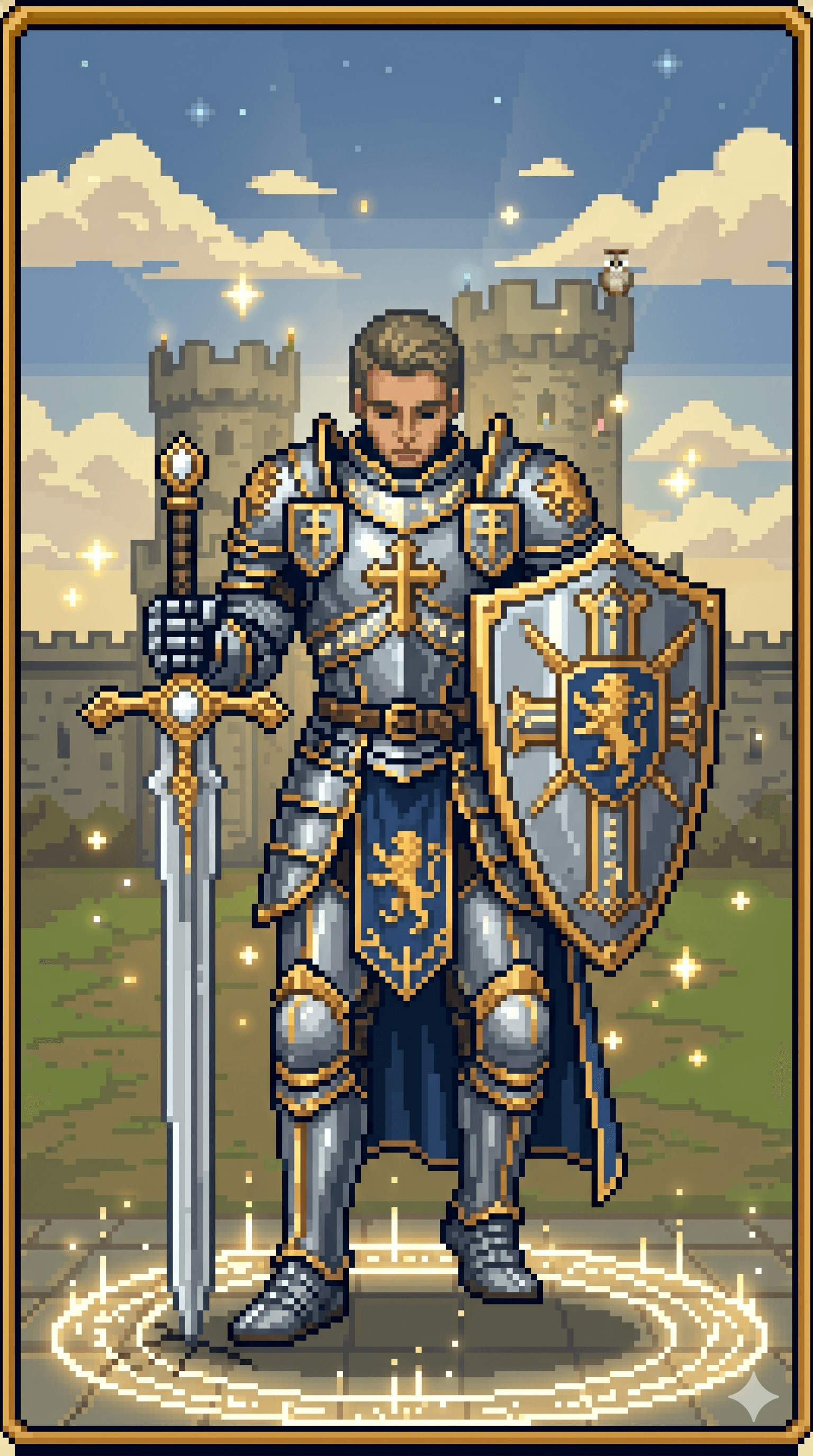 Portrait de paladin estilo pixel-art